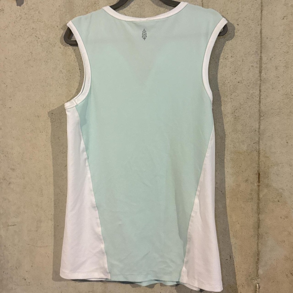 NWT Free People Movement white + light teal sleeveless mini dress - Picture 3 of 5
